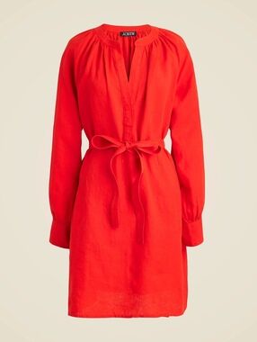 J Crew Linen Cabana Mini Dress in Red Size Small